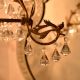 Vintage Italian Style Brass Enameled Chandelier with Faceted Diamond Crystal Drops